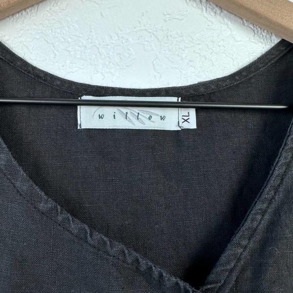 Vintage Willow lagenlook art to wear asymetrical linen black tank - Picture 4 of 8